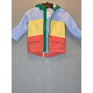 Cat & Jack Toddler 18M Caterpillar Raincoat Colorblock Hooded Jacket Blue Yellow